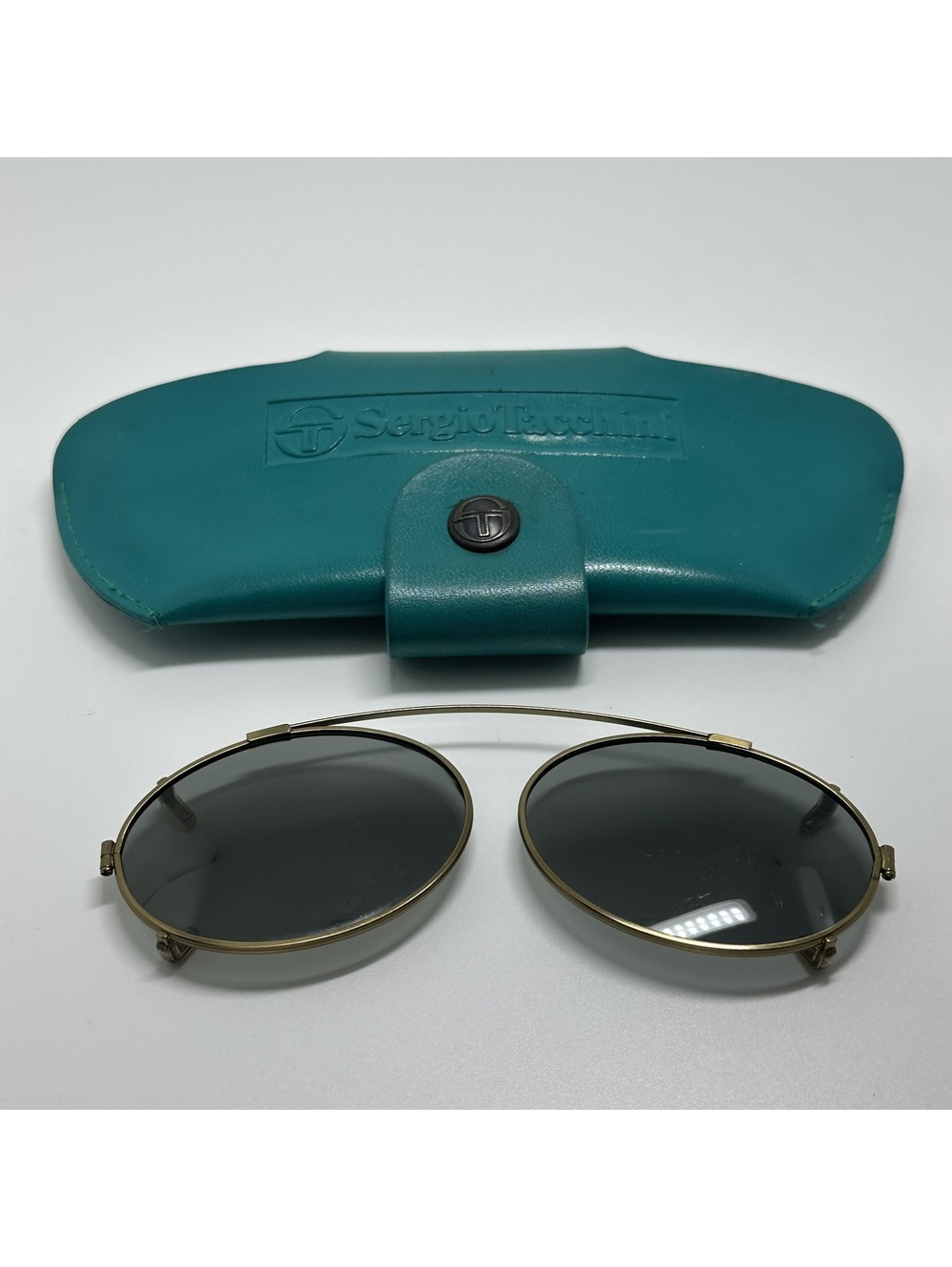 Vintage Sergio Tacchini Clip-On Oval Sunglasses with Case